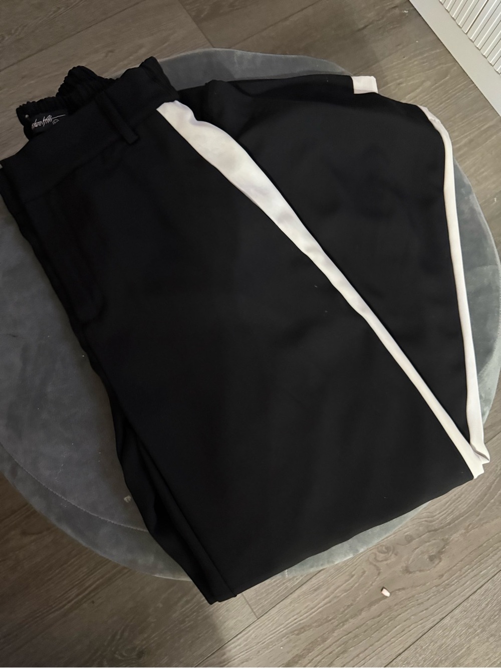 Source Unknown Black Trousers with White Side Stripe